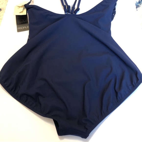 NEW PROFILE BY GOTTEX Navy Mashrabiya One-piece Swimsuit 12 - Picture 13 of 14
